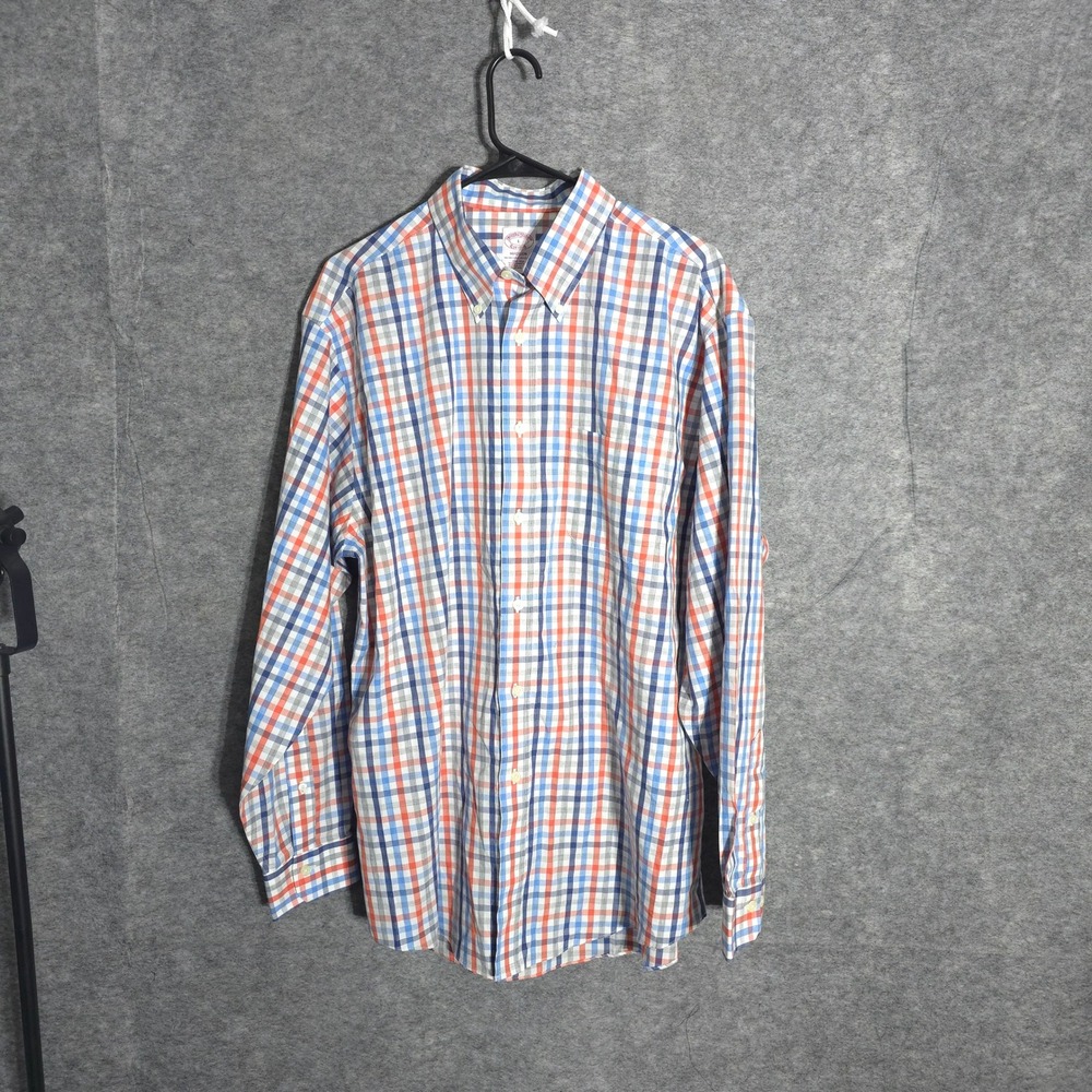 Brooks Brothers Madison Shirt Mens Large Multi Check Non-Iron Supima Cotton LS